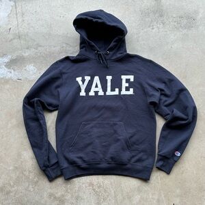 Yale University Hoodie Men Size Small Champion Eco Fleece Navy Spell Out